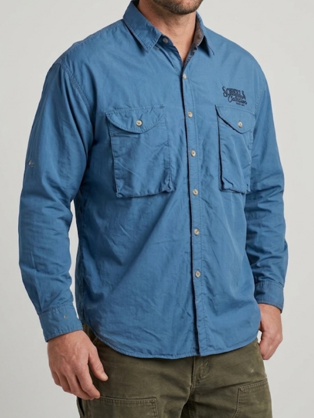 Scheels Outfitters Vintage Blue Fleece Lined Button-Front Utility Shirt Jacket